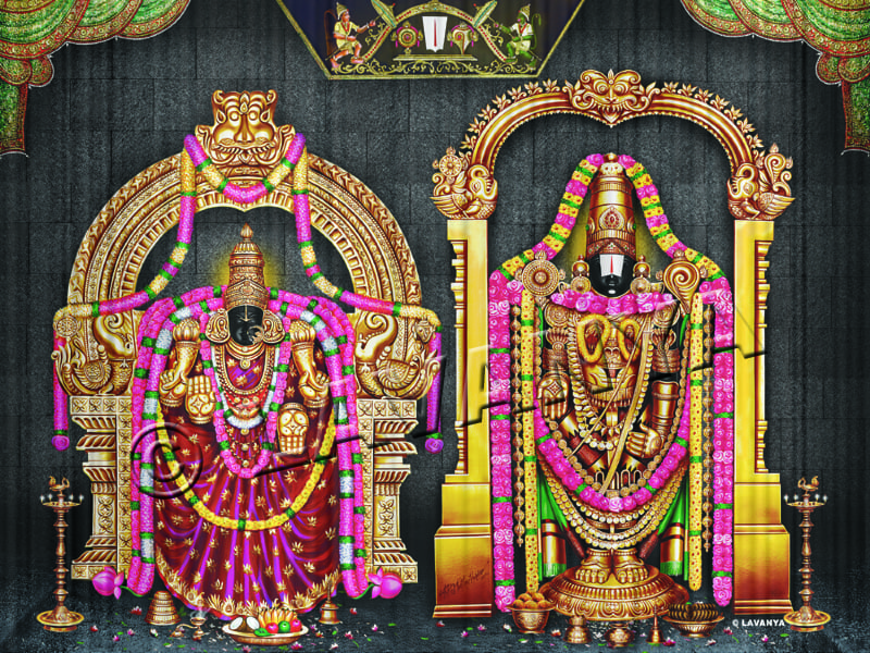 Balaji Padmavathi with Rose Garland Wall BG