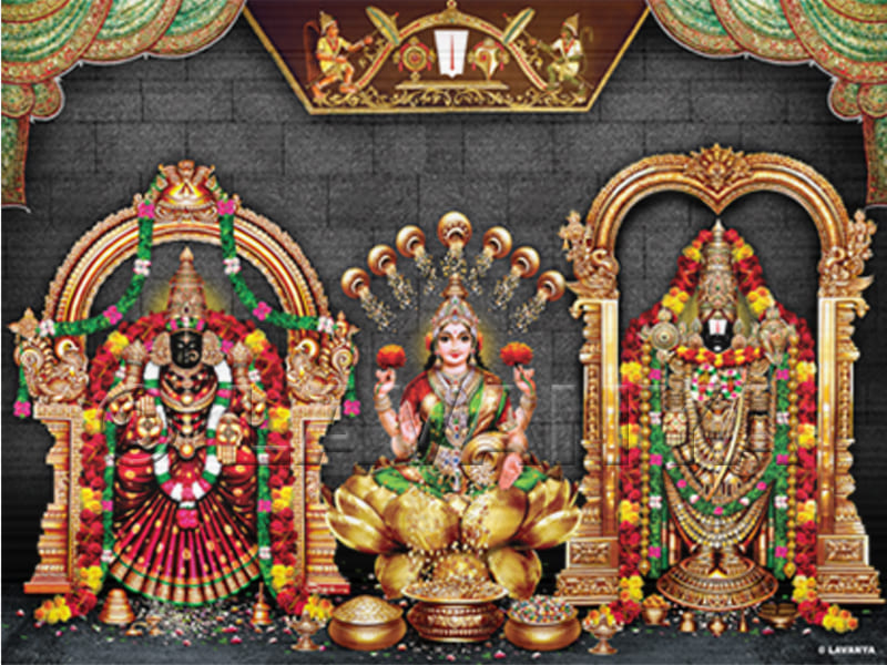 Balaji Padmavathi With Center Lakshmi Devi Grey BG