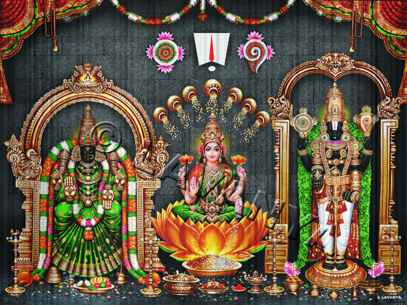 Balaji Padmavathi With Center Lakshmi Devi Grey BG
