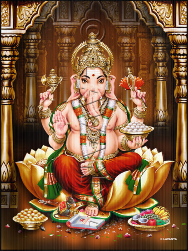 RED VASTRA GANESH PILLAR BG