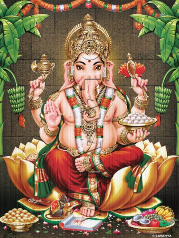 RED VASTRA GANESH WALL BG