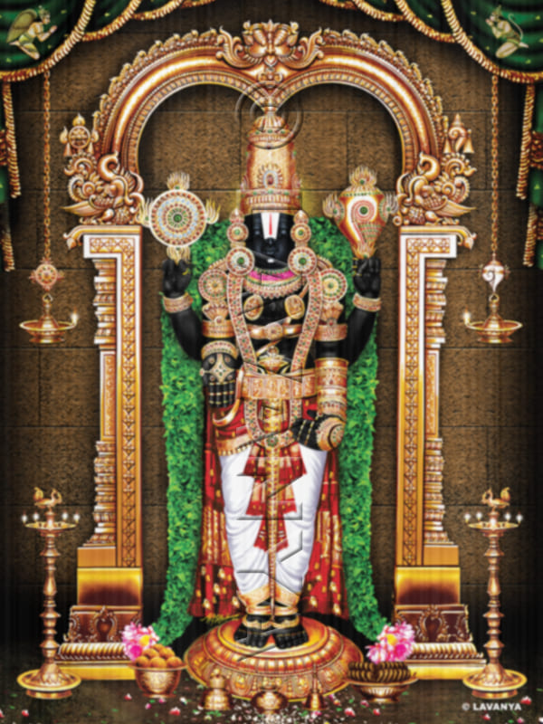 Nijapadam Balaji With Tulasi Garland Wall BG